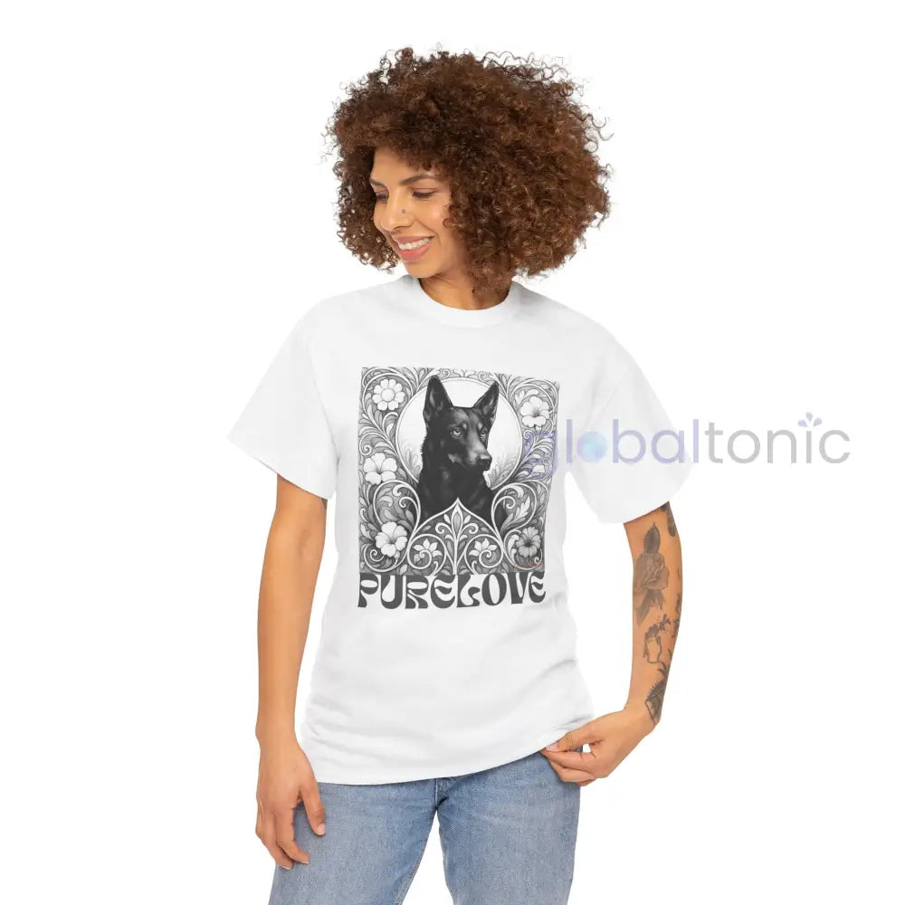Black Kelpie Vintage Unisex Cotton Tee for Dog Lovers (Black & White) T-Shirt