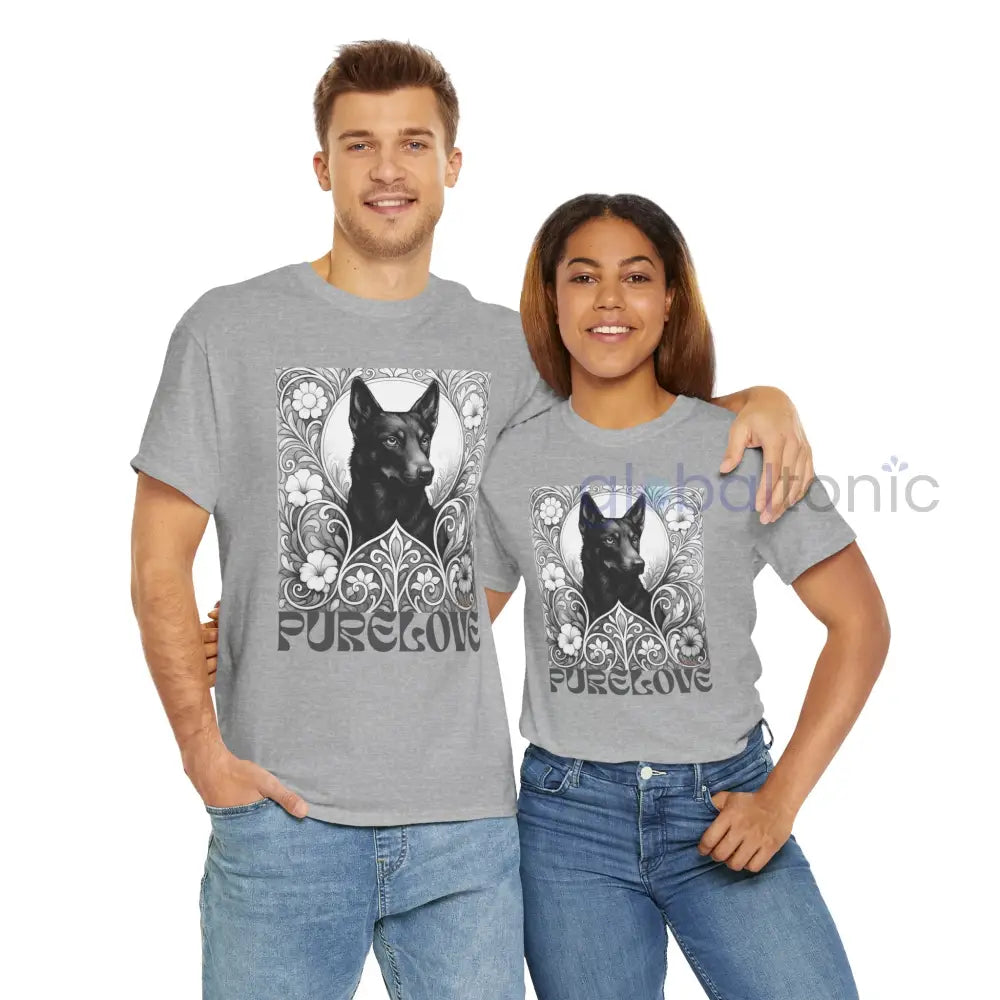 Black Kelpie Vintage Unisex Cotton Tee for Dog Lovers (Black & White) T-Shirt