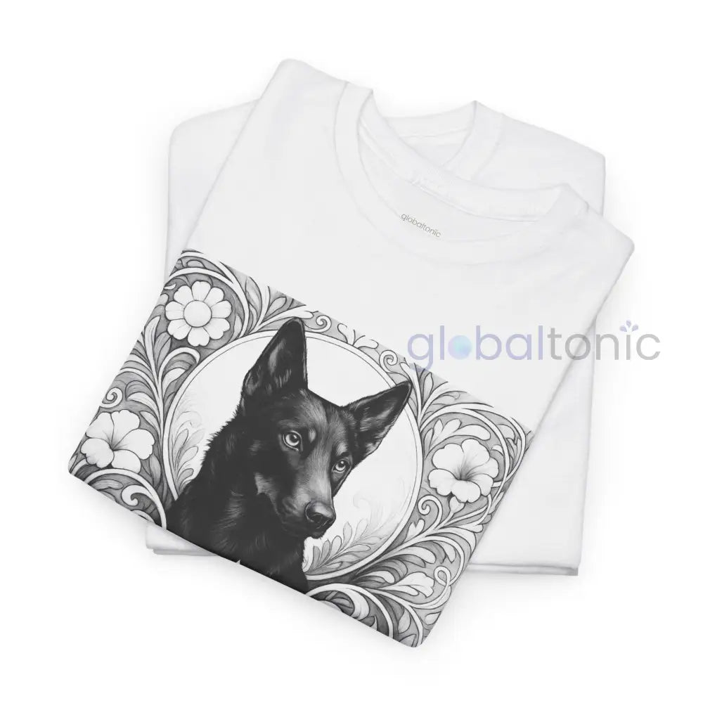 Black Kelpie Vintage Unisex Cotton Tee for Dog Lovers (Black & White) T-Shirt