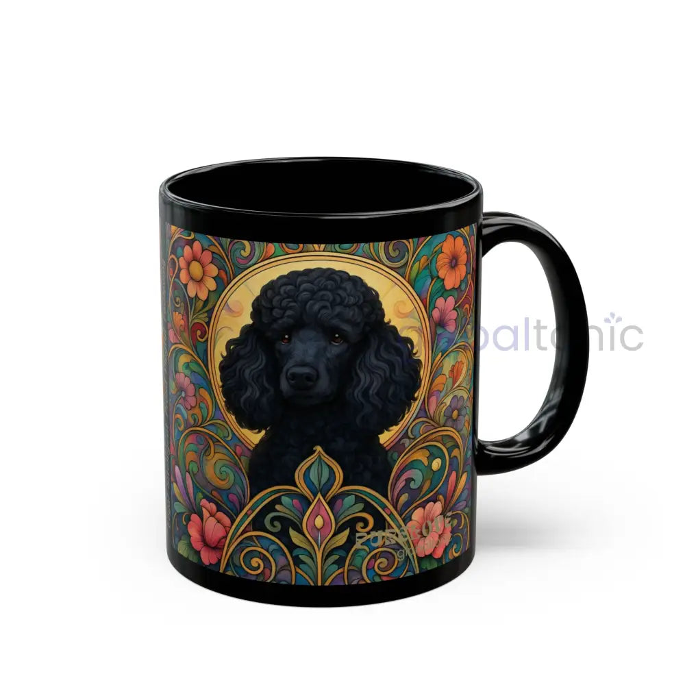 Black Poodle Dog Lover Black Mug – Vintage Pet Themed Cup for Gifts & Home Decor 11oz Mug
