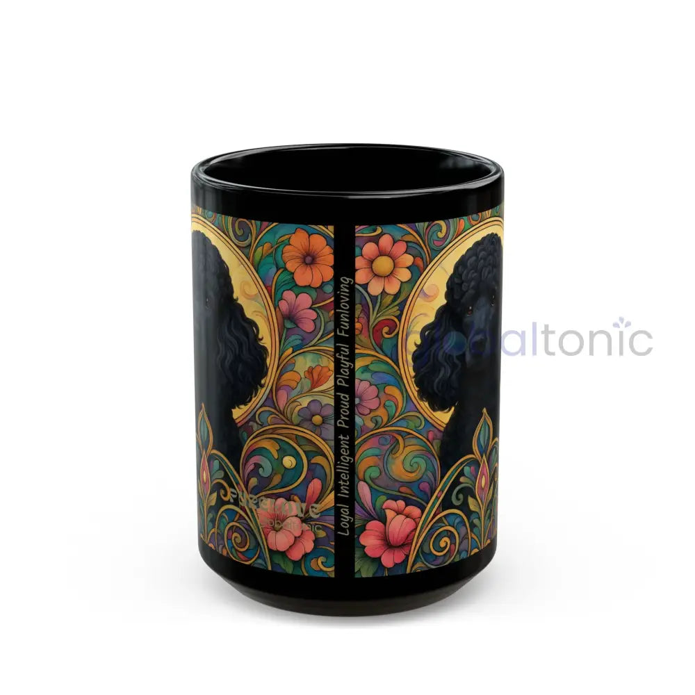 Black Poodle Dog Lover Black Mug – Vintage Pet Themed Cup for Gifts & Home Decor 15oz Mug