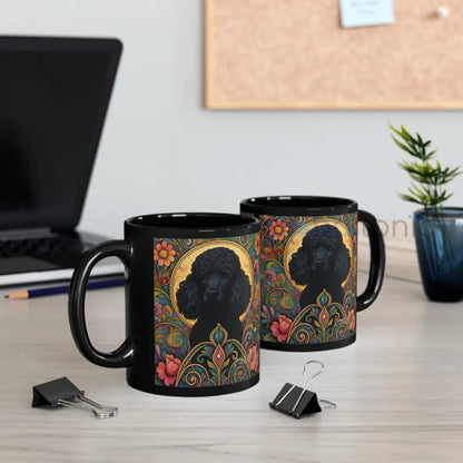 Black Poodle Dog Lover Black Mug – Vintage Pet Themed Cup for Gifts & Home Decor Mug