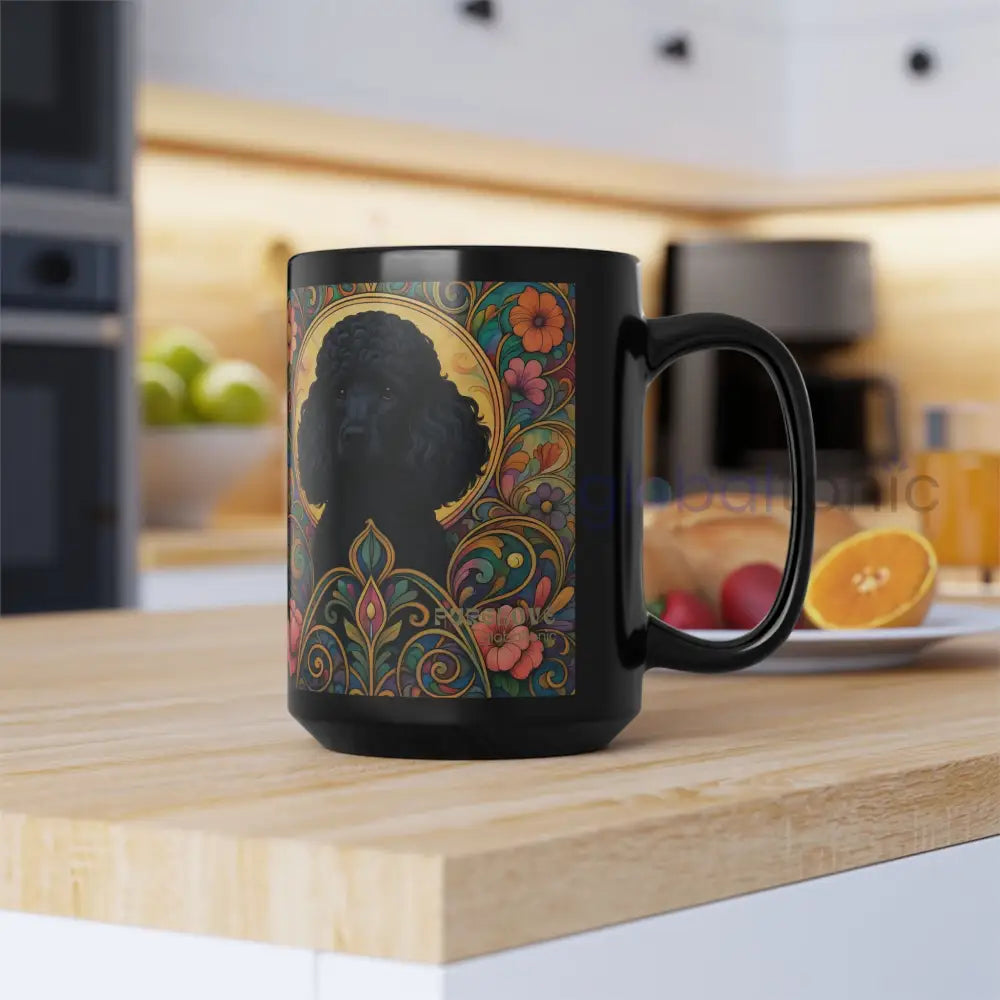 Black Poodle Dog Lover Black Mug – Vintage Pet Themed Cup for Gifts & Home Decor Mug