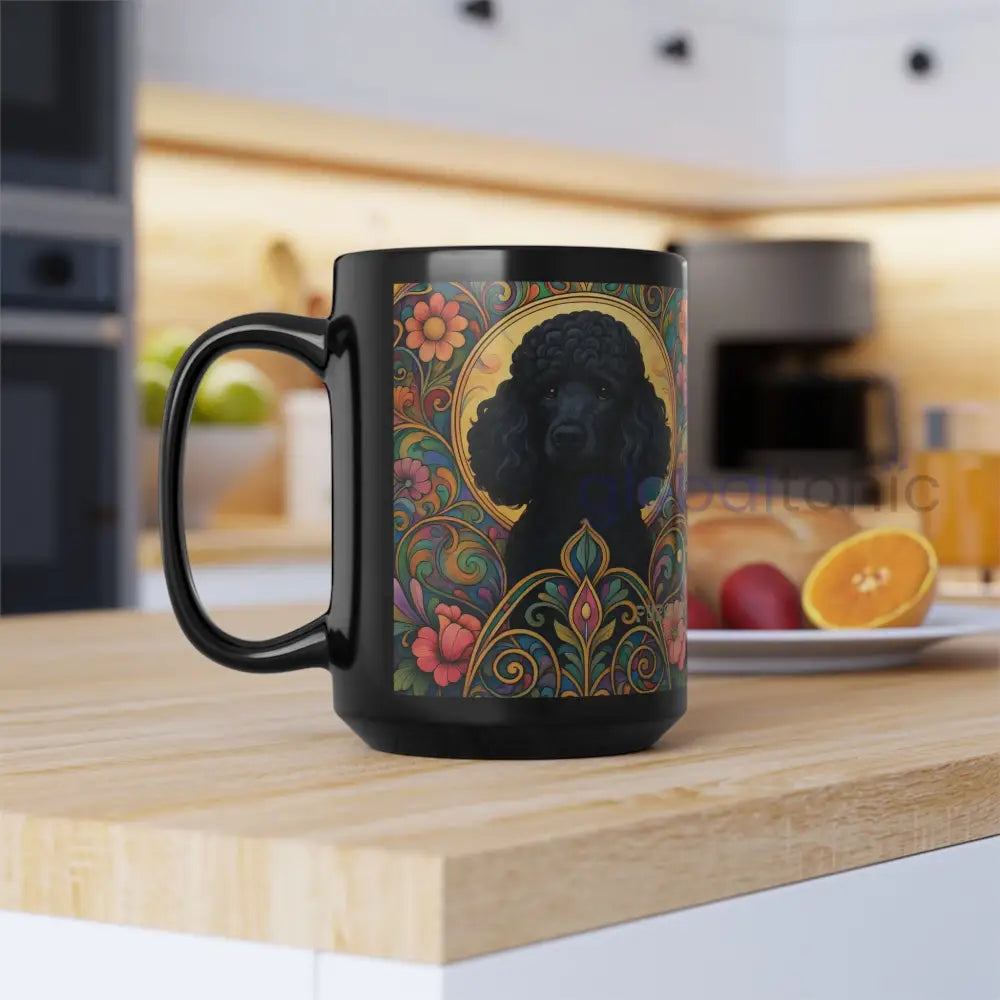 Black Poodle Dog Lover Black Mug – Vintage Pet Themed Cup for Gifts & Home Decor Mug