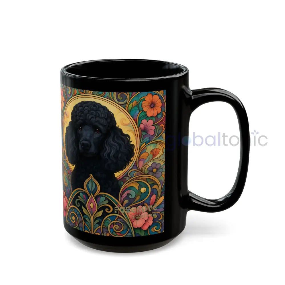 Black Poodle Dog Lover Black Mug – Vintage Pet Themed Cup for Gifts & Home Decor Mug