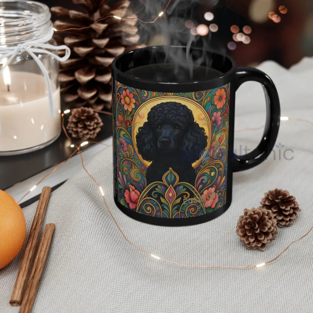 Black Poodle Dog Lover Black Mug – Vintage Pet Themed Cup for Gifts & Home Decor Mug