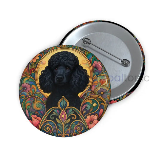 Black Poodle Dog Pin Button - Vintage Design Gift for Dog Lovers & Pet Owners 2.25’’ Accessories