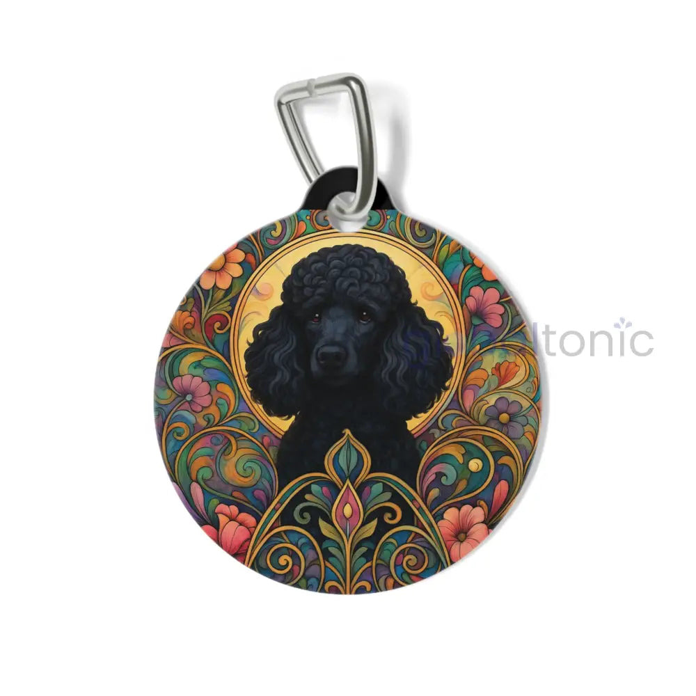 Black Poodle Dog Tag - Vintage Design Gift for Dog Lovers & Pet Owners 1’’ Pets