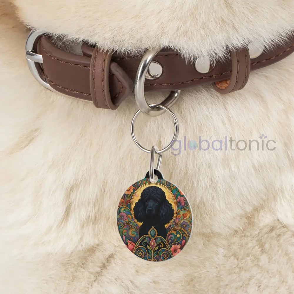 Black Poodle Dog Tag - Vintage Design Gift for Dog Lovers & Pet Owners 1’’ Pets