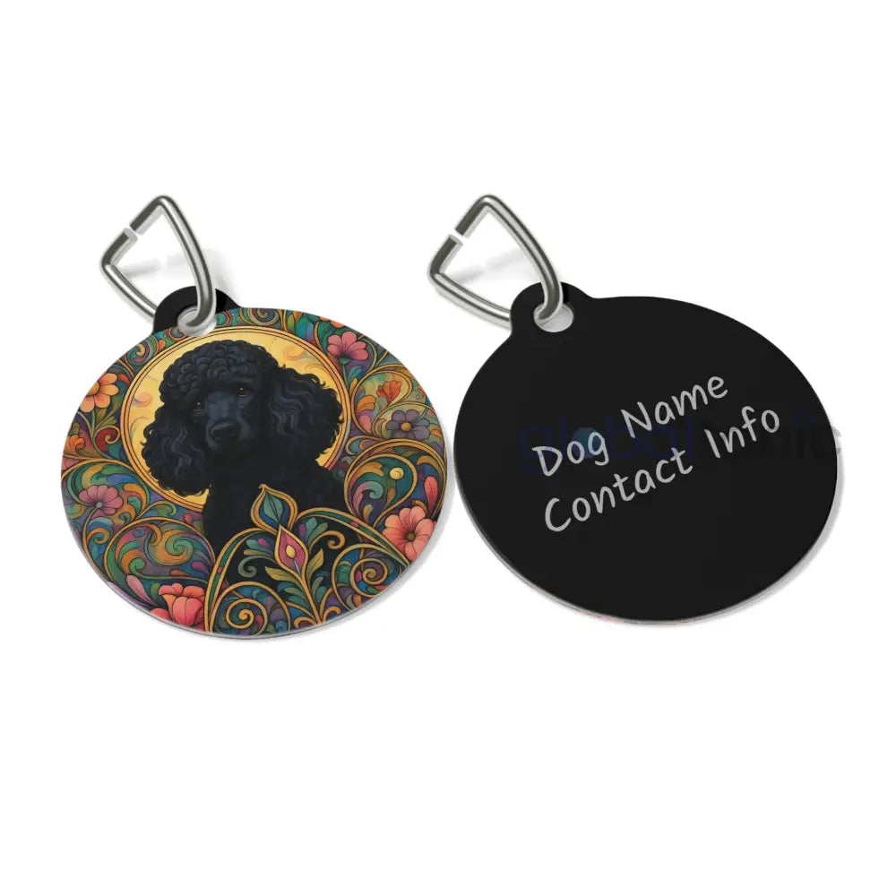Black Poodle Dog Tag - Vintage Design Gift for Dog Lovers & Pet Owners 1’’ Pets