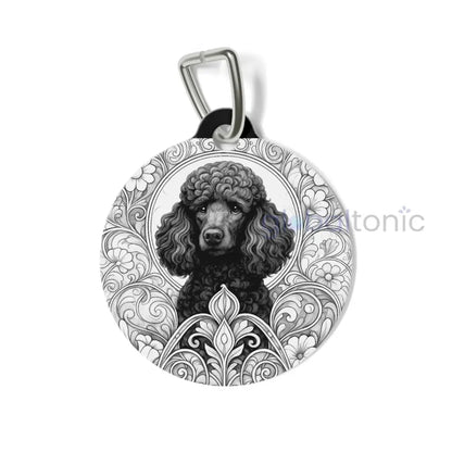 Black Poodle Dog Tag (Black & White) - Vintage Design Gift for Dog Lovers & Pet Owners 1’’ Pets