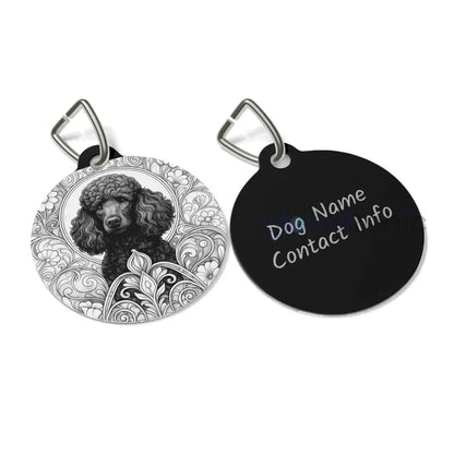 Black Poodle Dog Tag (Black & White) - Vintage Design Gift for Dog Lovers & Pet Owners 1’’ Pets