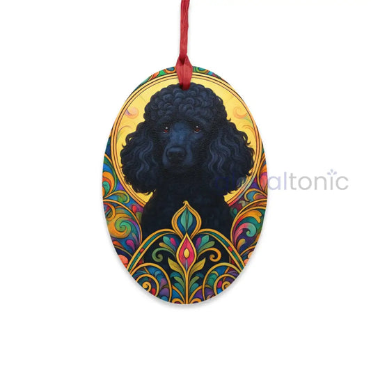 Black Poodle Custom Wooden Magnet Ornament – Christmas Decoration & Dog Lover Gift Oval / One Size Home Decor