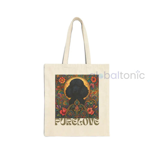 Black Poodle Vintage Dog Lovers Cotton Canvas Tote Bag - Unique Artistic Durable Natural / 15’’ x 16’’ Bags