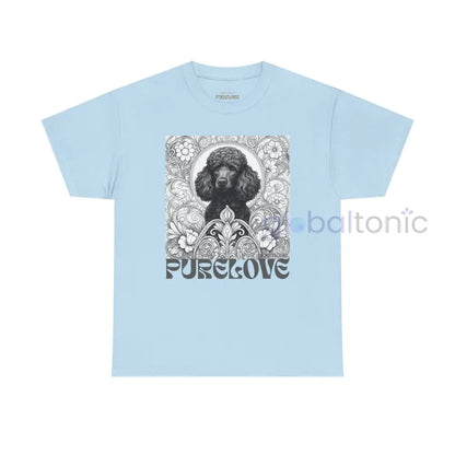 Black Poodle Vintage Unisex Cotton Tee for Dog Lovers (Black & White) Light Blue / S T-Shirt