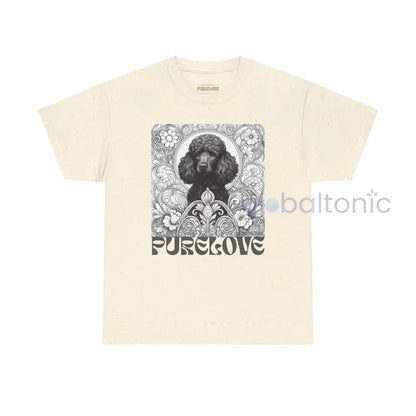 Black Poodle Vintage Unisex Cotton Tee for Dog Lovers (Black & White) Natural / S T-Shirt