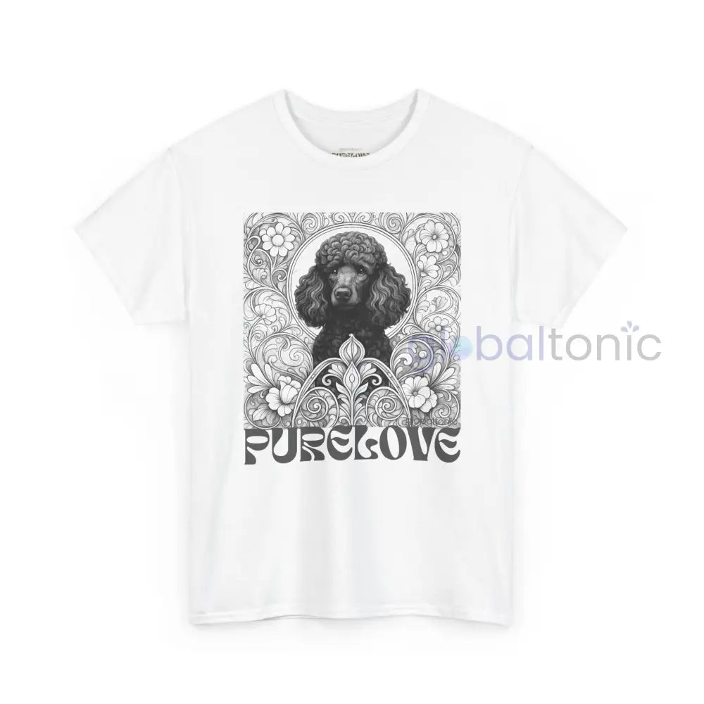 Black Poodle Vintage Unisex Cotton Tee for Dog Lovers (Black & White) White / S T-Shirt