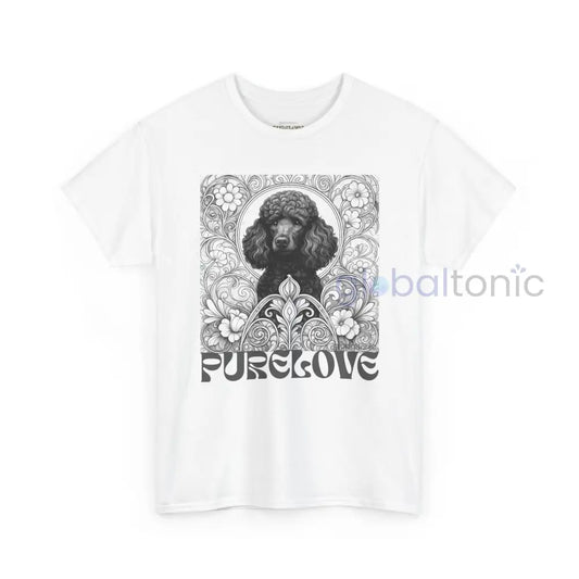 Black Poodle Vintage Unisex Cotton Tee for Dog Lovers (Black & White) White / S T-Shirt