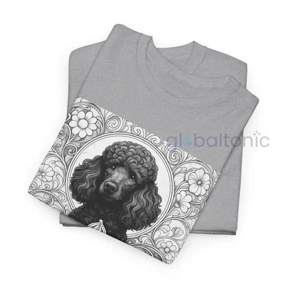 Black Poodle Vintage Unisex Cotton Tee for Dog Lovers (Black & White) T-Shirt