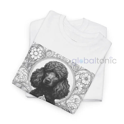 Black Poodle Vintage Unisex Cotton Tee for Dog Lovers (Black & White) T-Shirt