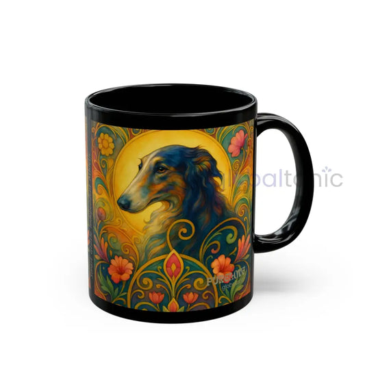 Borzoi Dog Lover Black Mug – Vintage Pet Themed Cup for Gifts & Home Decor 11oz Mug