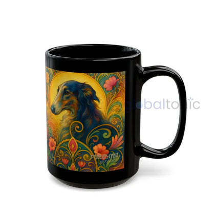 Borzoi Dog Lover Black Mug – Vintage Pet Themed Cup for Gifts & Home Decor Mug