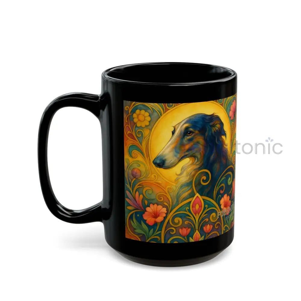 Borzoi Dog Lover Black Mug – Vintage Pet Themed Cup for Gifts & Home Decor Mug