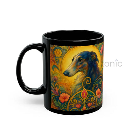 Borzoi Dog Lover Black Mug – Vintage Pet Themed Cup for Gifts & Home Decor Mug