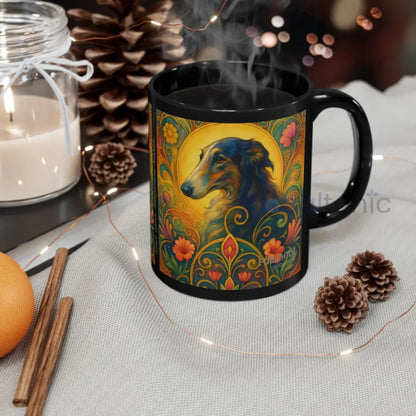 Borzoi Dog Lover Black Mug – Vintage Pet Themed Cup for Gifts & Home Decor Mug