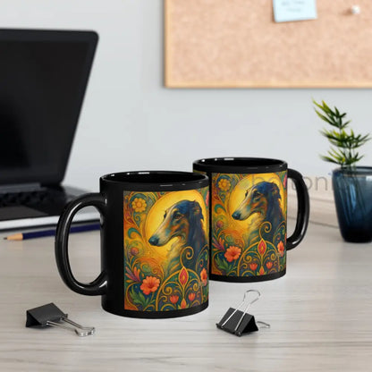 Borzoi Dog Lover Black Mug – Vintage Pet Themed Cup for Gifts & Home Decor Mug