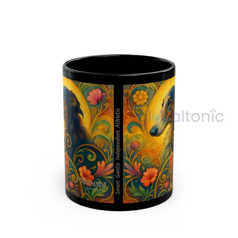 Borzoi Dog Lover Black Mug – Vintage Pet Themed Cup for Gifts & Home Decor Mug