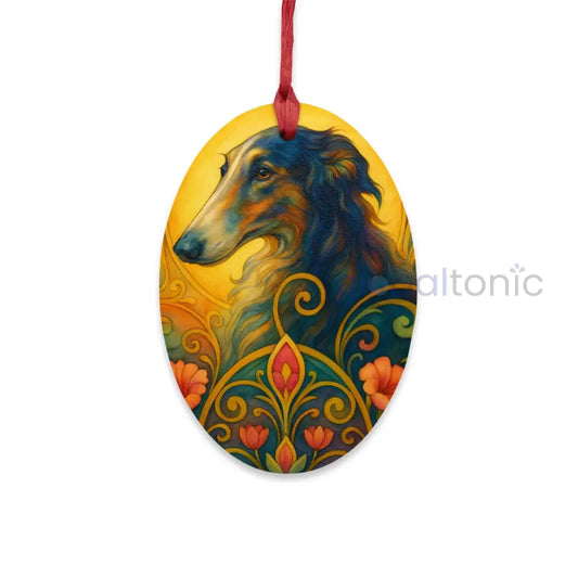 Borzoi Custom Wooden Magnet Ornament – Christmas Decoration & Dog Lover Gift Oval / One Size Home Decor