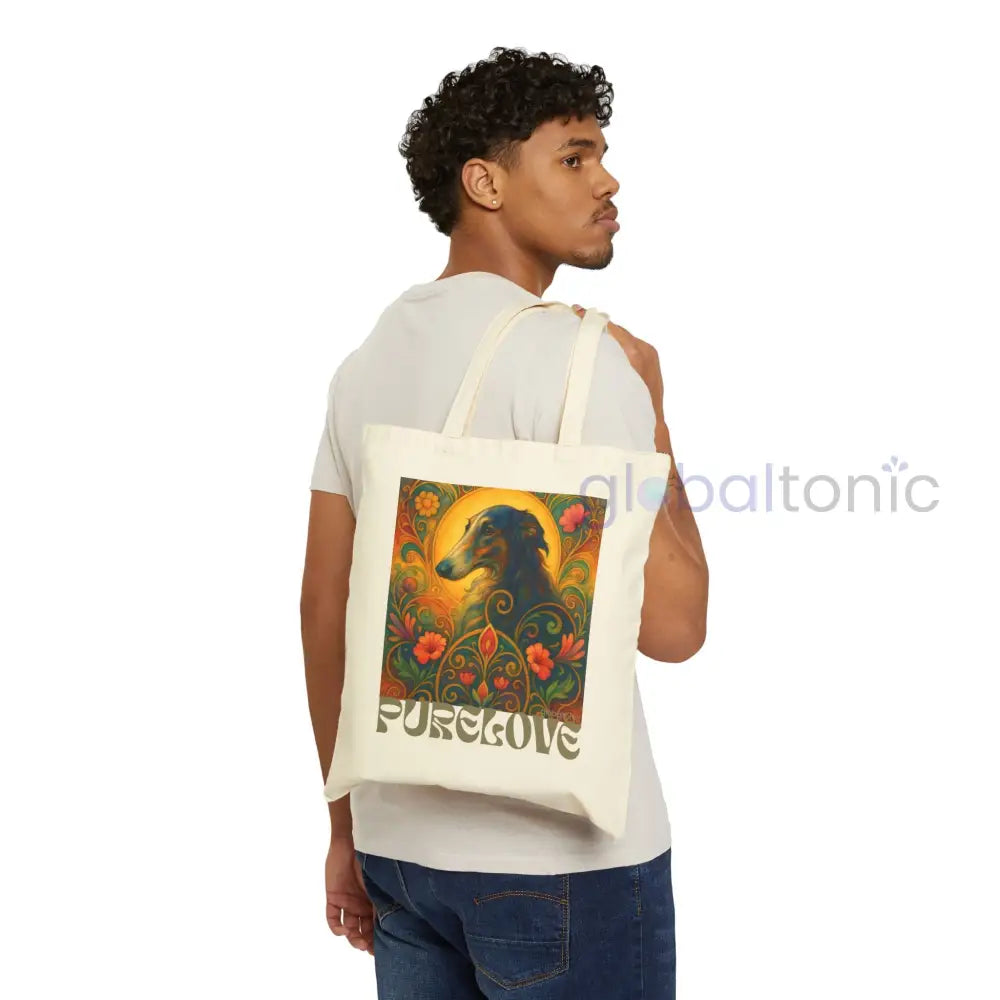Borzoi Vintage Dog Lovers Cotton Canvas Tote Bag - Unique Artistic Durable Bags