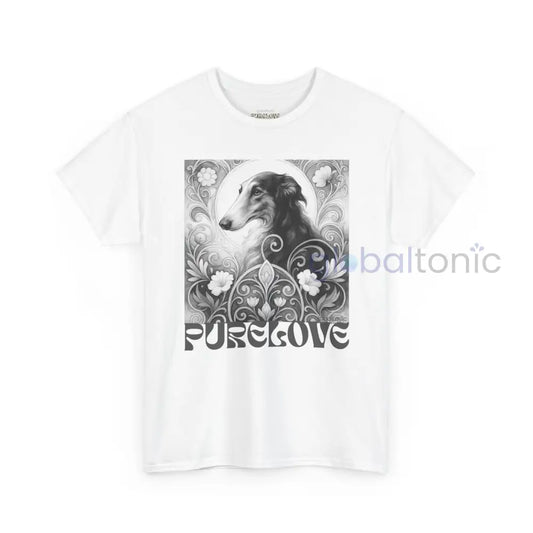 Borzoi Vintage Unisex Cotton Tee for Dog Lovers (Black & White) White / S T-Shirt