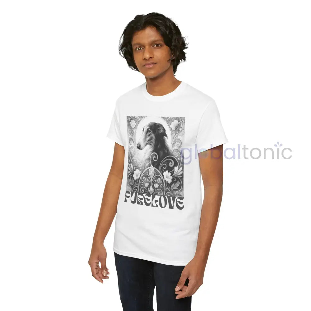 Borzoi Vintage Unisex Cotton Tee for Dog Lovers (Black & White) T-Shirt