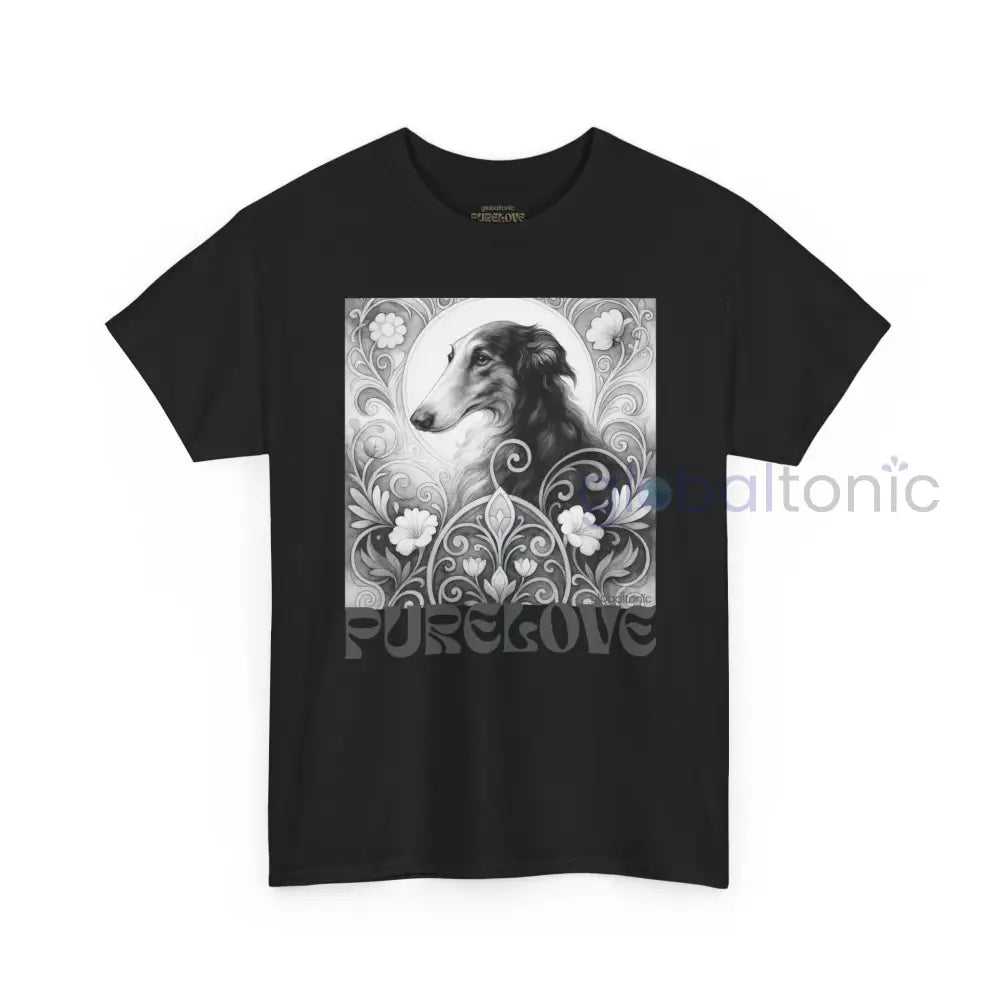 Borzoi Vintage Unisex Cotton Tee for Dog Lovers (Black & White) T-Shirt