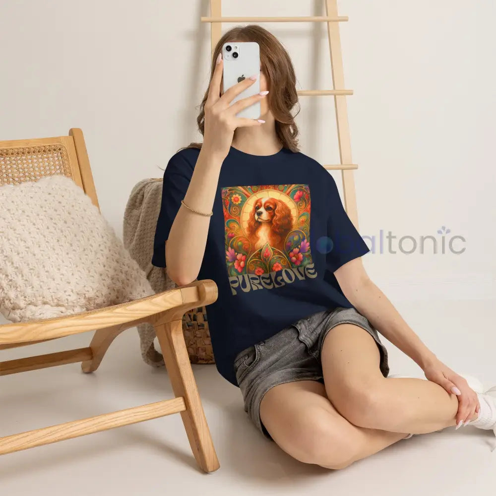 Cavalier King Charles Spaniel Vintage Graphic T-shirt - Unisex Cotton Tee for Dog Lovers - Navy / S - T-Shirt