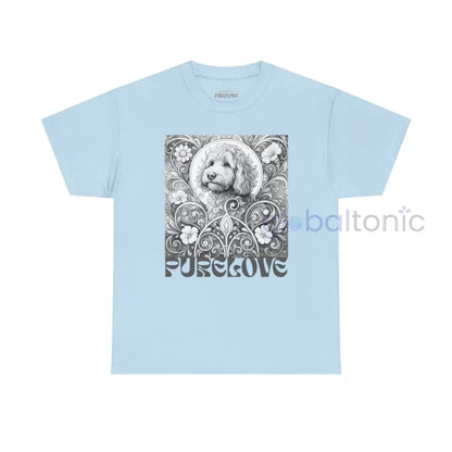 Cavapoo (Cavoodle) Vintage Unisex Cotton Tee for Dog Lovers (Black & White) Light Blue / S T-Shirt