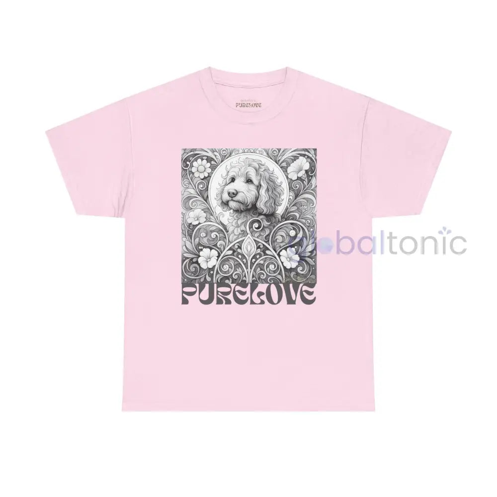 Cavapoo (Cavoodle) Vintage Unisex Cotton Tee for Dog Lovers (Black & White) Light Pink / S T-Shirt