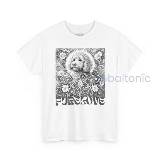 Cavapoo (Cavoodle) Vintage Unisex Cotton Tee for Dog Lovers (Black & White) White / S T-Shirt