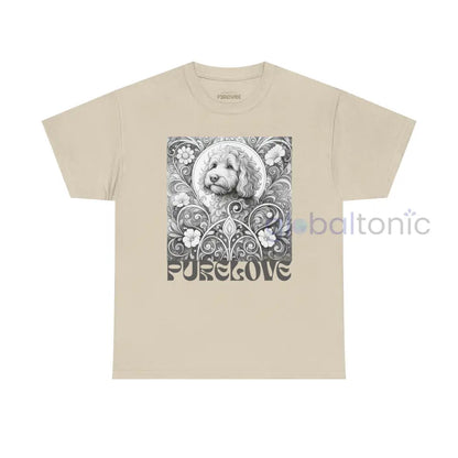 Cavapoo (Cavoodle) Vintage Unisex Cotton Tee for Dog Lovers (Black & White) Sand / S T-Shirt