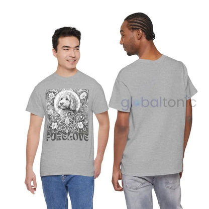 Cavapoo (Cavoodle) Vintage Unisex Cotton Tee for Dog Lovers (Black & White) T-Shirt