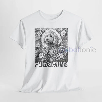 Cavapoo (Cavoodle) Vintage Unisex Cotton Tee for Dog Lovers (Black & White) T-Shirt