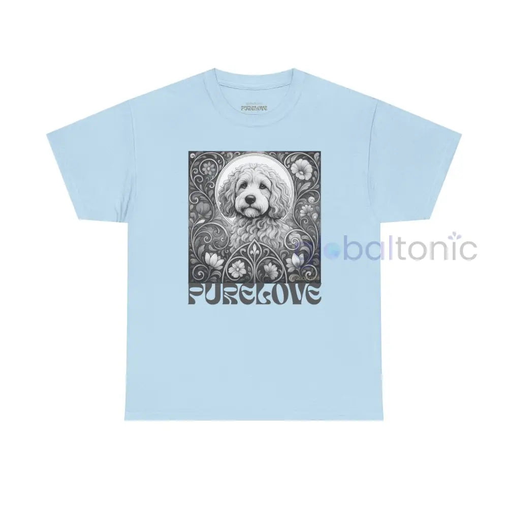 Cockapoo (Spoodle) Vintage Unisex Cotton Tee for Dog Lovers (Black & White) Light Blue / S T-Shirt