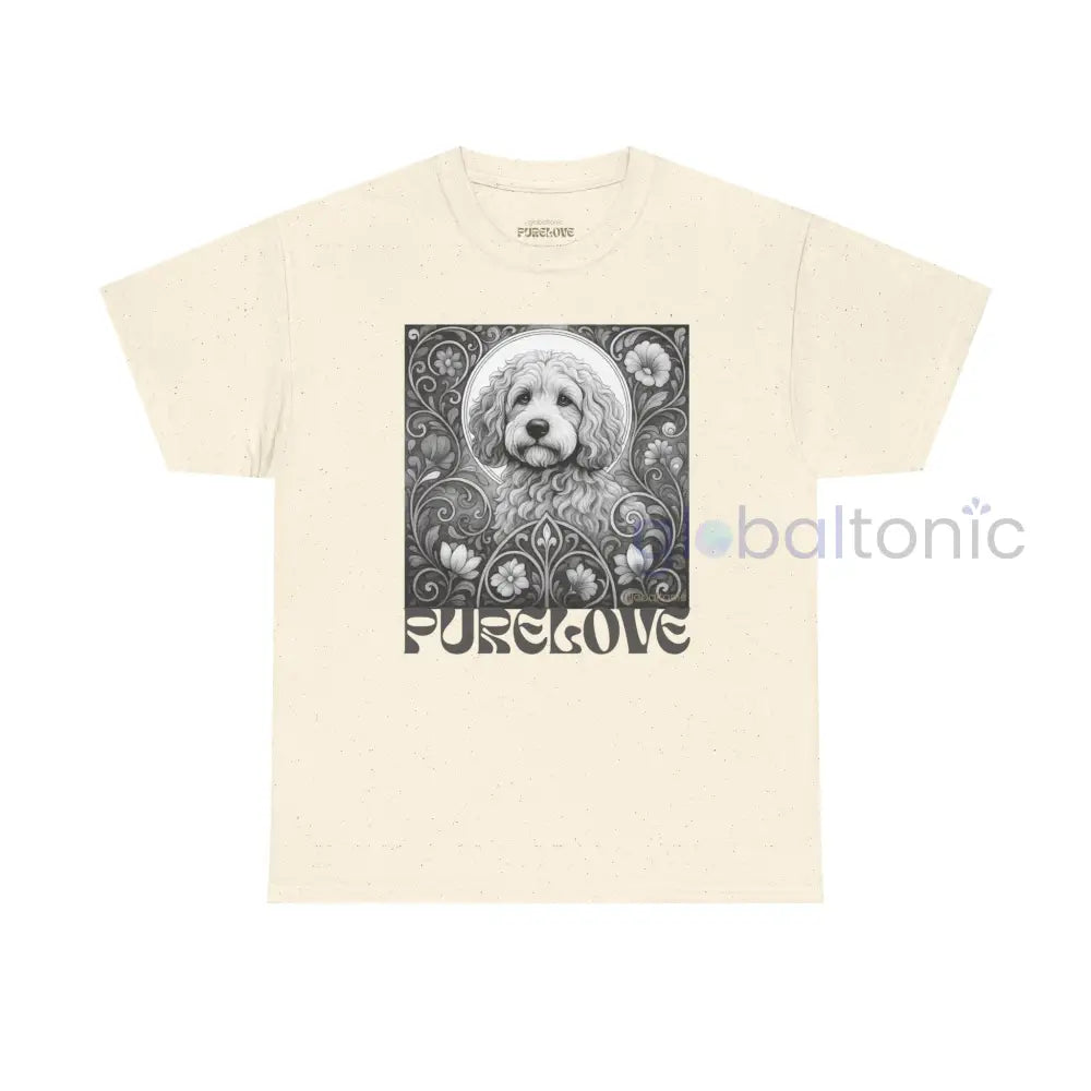 Cockapoo (Spoodle) Vintage Unisex Cotton Tee for Dog Lovers (Black & White) Natural / S T-Shirt