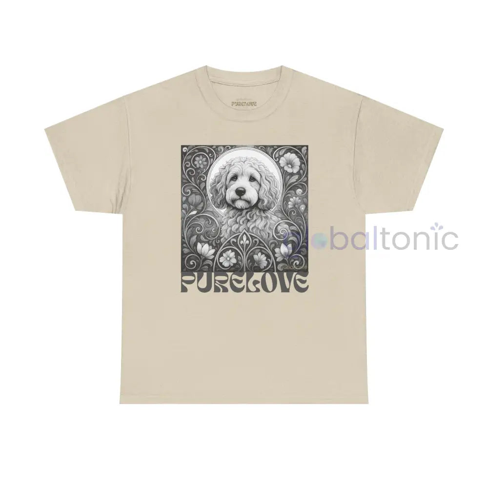 Cockapoo (Spoodle) Vintage Unisex Cotton Tee for Dog Lovers (Black & White) Sand / S T-Shirt