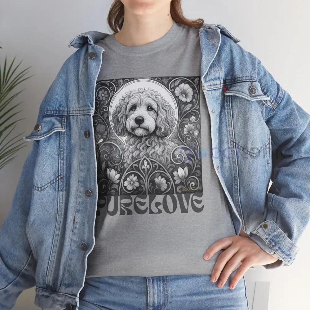 Cockapoo (Spoodle) Vintage Unisex Cotton Tee for Dog Lovers (Black & White) T-Shirt