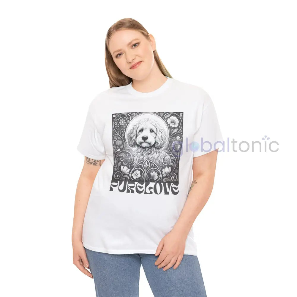 Cockapoo (Spoodle) Vintage Unisex Cotton Tee for Dog Lovers (Black & White) T-Shirt