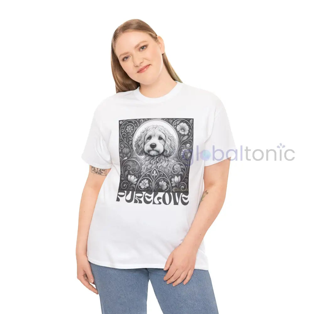 Cockapoo (Spoodle) Vintage Unisex Cotton Tee for Dog Lovers (Black & White) T-Shirt