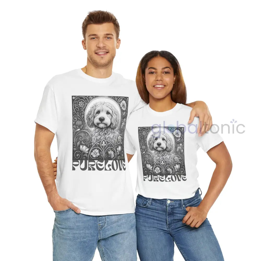 Cockapoo (Spoodle) Vintage Unisex Cotton Tee for Dog Lovers (Black & White) T-Shirt